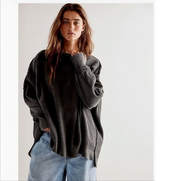 We The Free Worn Thru Pullover | Oversized Raw Trim Slouchy Cotton Sweater - Picture 1 of 12